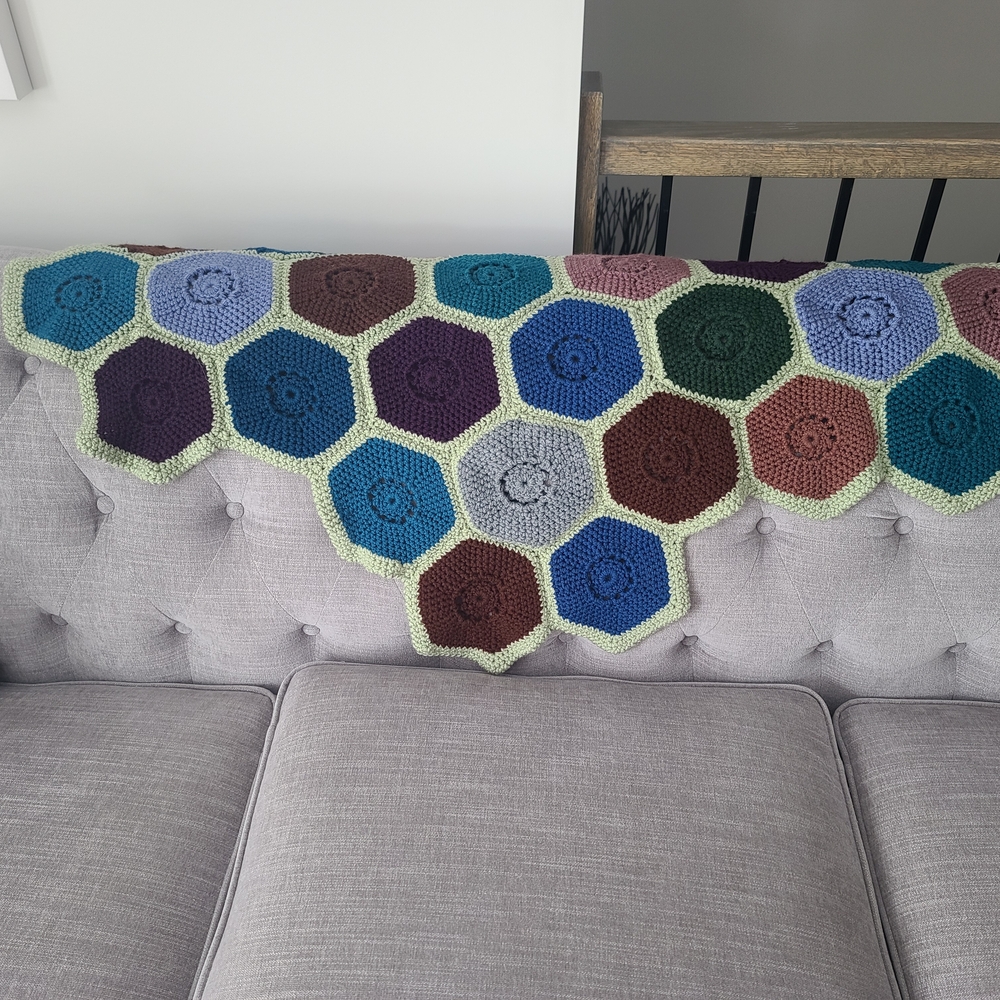 Multicolour Hexagon Crochet Throw Blanket